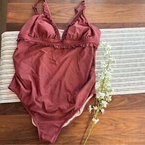 Dark Pink Maternity Bathing Suit